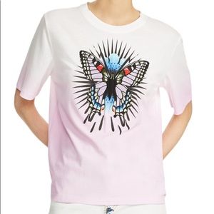 MAJE sz S Pink ombre embroidered Papillion Tee NWT